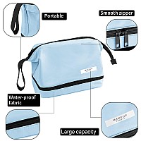 Queboom Travel Makeup Bag Cosmetic Bag Makeup Bag Toiletry Bag For Women And Men Large Blue