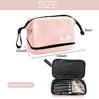 Queboom Travel Makeup Bag Cosmetic Bag Makeup Bag Toiletry Bag For Women And Girls (Pink-L)