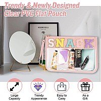 Chenille Letter Clear Snack Bags Purse Pouch Monogram Pvc Pu Clear Zipper Pouch With Wristlet Waterproof Portable Glitter Sn