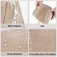 Narwey Small Vegan Leather Makeup Bag For Purse Zipper Pouch Travel Cosmetic Organizer For Women Small Wxbrown