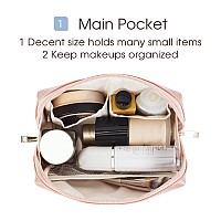 Narwey Small Vegan Leather Makeup Bag For Purse Zipper Pouch Travel Cosmetic Organizer For Women Small Wxpink