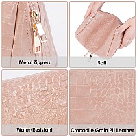 Narwey Small Vegan Leather Makeup Bag For Purse Zipper Pouch Travel Cosmetic Organizer For Women Small Wxpink