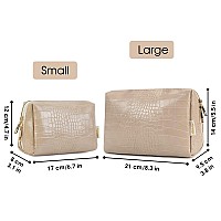 Narwey Large Vegan Leather Makeup Bag Zipper Pouch Travel Cosmetic Organizer For Women Large Wxbrown