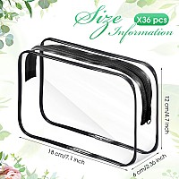 Reginary 36 Pieces Clear Makeup Bags Bulk Travel Toiletry Bags Transparent Cosmetic Pouches with Zipper Waterproof Portable PVC Plastic Zippered Organizer Cases for Women Men Vacation Travel Bathroom