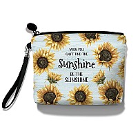 Hglian Sunflower Makeup Bag Be The Sunshine Travel Travel Cosmetic Bag Zipper Pouch Inspirational Birthday Gifts For Female Frie