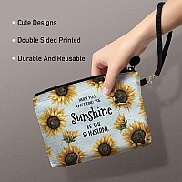 Hglian Sunflower Makeup Bag Be The Sunshine Travel Travel Cosmetic Bag Zipper Pouch Inspirational Birthday Gifts For Female Frie