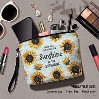 Hglian Sunflower Makeup Bag Be The Sunshine Travel Travel Cosmetic Bag Zipper Pouch Inspirational Birthday Gifts For Female Frie