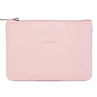 Narwey Small Makeup Bag For Purse Vegan Leather Travel Makeup Pouch Mini Cosmetic Bag Zipper Pouch For Women Pink