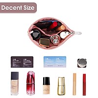 Narwey Small Makeup Bag For Purse Vegan Leather Travel Makeup Pouch Mini Cosmetic Bag Zipper Pouch For Women Pink