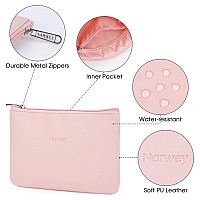 Narwey Small Makeup Bag For Purse Vegan Leather Travel Makeup Pouch Mini Cosmetic Bag Zipper Pouch For Women Pink