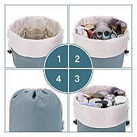 Barrel Drawstring Makeup Bag Travel Cosmetic Bag Large Toiletry Organizer Waterproof For Women Large Greyish Blue