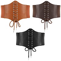 Leacoolkey Laceup Cinch Belt Women Corset Waist Belt Tied Corset Elastic Belt Obi Belt For Women For Dress Halloween Access