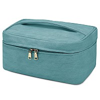 Ktmouw Makeup Bag Waterproof Cosmetic Bag Leather Makeup Travel Bag Portable Makeup Brush Bag Multifunctional Makeup Organizer Bag For Women, 2-Pack, Green