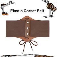 Suosdey Corset Belt For Women Vintage Laceup Elastic Waist Belt Tied Waspie Wide Belt For Halloween Costume