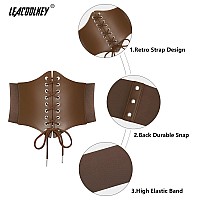 Leacoolkey Laceup Cinch Belt Women Corset Waist Belt Tied Corset Elastic Belt Obi Belt For Women For Dress Halloween Access