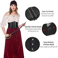 Whippy Womens Laceup Corset Elastic Waist Belt Tied Waspie Wide Belt For Women Halloween Costume Black S