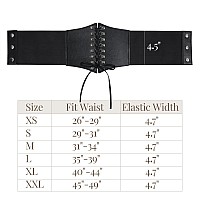 Whippy Womens Laceup Corset Elastic Waist Belt Tied Waspie Wide Belt For Women Halloween Costume Black S