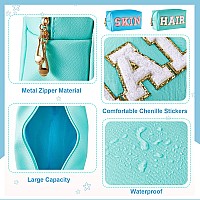 Patelai 2 Pcs Preppy Makeup Bags Chenille Letter Patch Bag Face Skin Hair Stuff Aesthetic Cosmetic Bag Travel Zipper Pouch Makeu