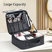 Travel Makeup Bag With Mirror Cosmetics Organizer Bag Travel Makeup Train Case Adjustable Dividers Professional Cosmetic Ac