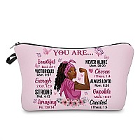 African American Makeup Bag For Purse You Are Beautiful Victorios Enough Strong Amazing Afro Black Cosmetic Bags For Women Inspi