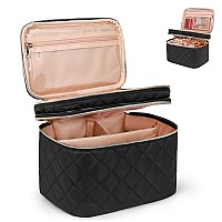 Travel Makeup Bag Organizer Large Make Up Bag For Women Double Layer Cosmetic Bag With Removable Dividers Portable Makeup Cas