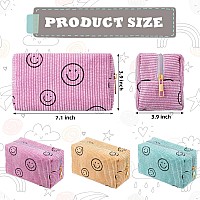 Photect 3 Pcs Corduroy Cosmetic Bag Smile Face Aesthetic Preppy Makeup Bag Corduroy Toiletry Aesthetic Pouch Travel Smile Bags F