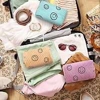 Photect 3 Pcs Corduroy Cosmetic Bag Smile Face Aesthetic Preppy Makeup Bag Corduroy Toiletry Aesthetic Pouch Travel Smile Bags F