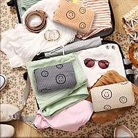 3 Pcs Corduroy Cosmetic Bag Smile Face Aesthetic Preppy Makeup Bag Corduroy Toiletry Aesthetic Pouch Travel Smile Bags For Women