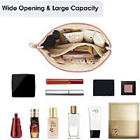 Narwey Small Makeup Bag For Purse Vegan Leather Travel Makeup Pouch Cosmetic Bag Zipper Pouch For Women Pink