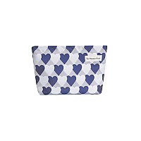 The Summer Swan | Large Aesthetic Makeup Bag | Skincare Organizer | Floral Makeup Bag | Pencil Pouch | Cute Valentine Gift | Hygiene Bag | Skincare Bag | Wedding Bridesmaids (Valentine Hearts Blue)