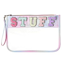 Dyshayen Glitter Letter Clear Zipper Pouch For Travelnylon Clear Cosmetic Stuff Bagmakeup Travel Bag For Women Multicoloured