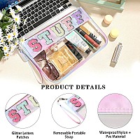 Dyshayen Glitter Letter Clear Zipper Pouch For Travelnylon Clear Cosmetic Stuff Bagmakeup Travel Bag For Women Multicoloured