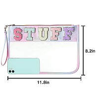 Dyshayen Glitter Letter Clear Zipper Pouch For Travelnylon Clear Cosmetic Stuff Bagmakeup Travel Bag For Women Multicoloured