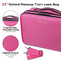 Byootique Travel Makeup Bag Makeup Train Cases 13 Professional Lipstick Cosmetic Organizer Bag Storage Backpack With Shoulder