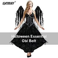 Leacoolkey Women Black Corset Waist Belt Gold Rivet Corset Elastic Belt Obi Belt For Women For Dress Halloween Accessories