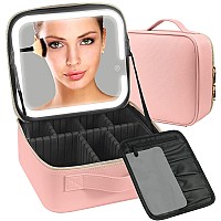 Makeup Case With Lighted Mirror 3 Color Setting Travel Makeup Bag With Led Mirror With Adjustable Divider Light Up Makeup Bag Co