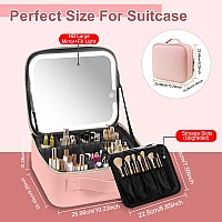 Makeup Case With Lighted Mirror 3 Color Setting Travel Makeup Bag With Led Mirror With Adjustable Divider Light Up Makeup Bag Co