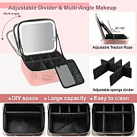 Makeup Case With Lighted Mirror 3 Color Setting Travel Makeup Bag With Led Mirror With Adjustable Divider Light Up Makeup Bag Co