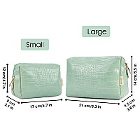 Narwey Large Vegan Leather Makeup Bag Zipper Pouch Travel Cosmetic Organizer For Women Large Wxgreen