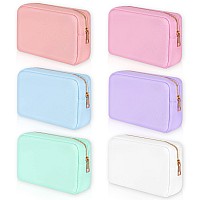 Sweetude 6 Pcs Nylon Makeup Bag Travel Nylon Pouch Zipper Nylon Cosmetic Bag Women Organizer Makeup Bag for Purse Birthday Wedding Valentine's Day Gifts for Women Girls(Assorted Color, M)