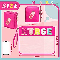 Hillban 2 Pcs Nurse Gifts Chenille Letter Bags Nurse Makeup Bag Nurse Survival Kit Bag Clear Cosmetic Toiletry Pouch Waterproof