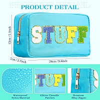 4 Pcs Preppy Makeup Bag Chenille Letter Nylon Cosmetic Bag Makeup Organizer Bag Toiletry Cosmetic Case Preppy Bag With Zipper St