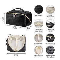 Vernassa Large Capacity Travel Cosmetic Bag Toiletry Bag Women Portable Makeup Bag Opens Flat For Easy Access Pu Leather Wate