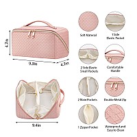 Vernassa Large Capacity Travel Cosmetic Bag Toiletry Bag Women Portable Makeup Bag Opens Flat For Easy Access Pu Leather Wate