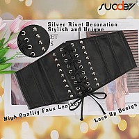 Suosdey Corset Belt For Women Vintage Laceup Elastic Waist Belt Tied Waspie Wide Belt For Halloween Costume