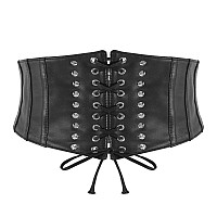 Suosdey Corset Belt For Women Vintage Laceup Elastic Waist Belt Tied Waspie Wide Belt For Halloween Costume