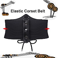 Suosdey Corset Belt For Women Vintage Laceup Elastic Waist Belt Tied Waspie Wide Belt For Halloween Costume