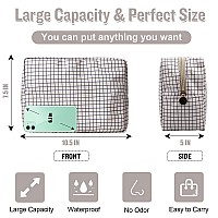 Nylon Large Checkered Makeup Bag Travel Pouch For Women Big Preppy Makeup Bag Cute Cosmetic Zipper Pouch Purse Waterproof Toile