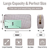 Nylon Small Makeup Bag For Purse Cute Checkered Makeup Bag Preppy Cosmetic Zipper Pouch Purse Waterproof Portable Travel Toile