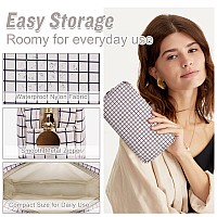 Nylon Small Makeup Bag For Purse Cute Checkered Makeup Bag Preppy Cosmetic Zipper Pouch Purse Waterproof Portable Travel Toile